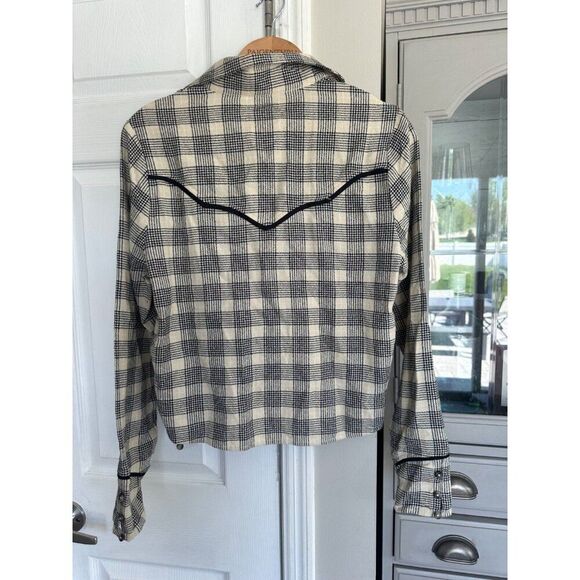 MOTHER The Lookin For Trouble Top Check It Plaid In Black M Rodeo Coastal Cowgir - Picture 3 of 12